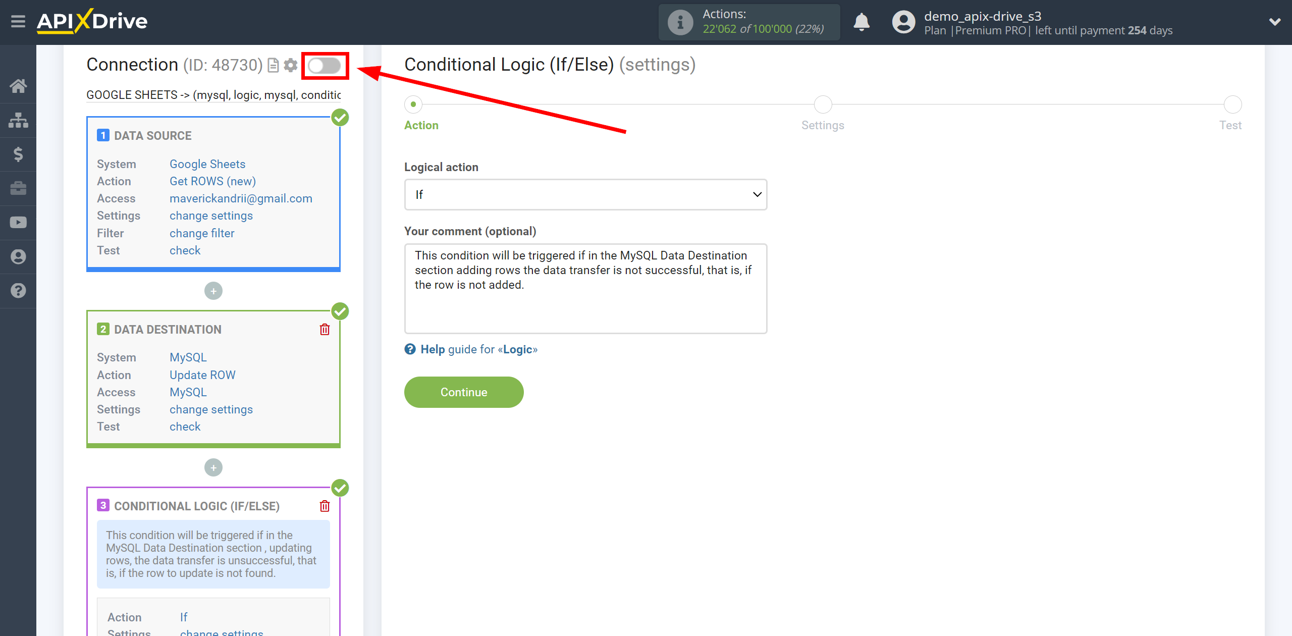 How to setup MySQL Update Row / Add Row | Action selection