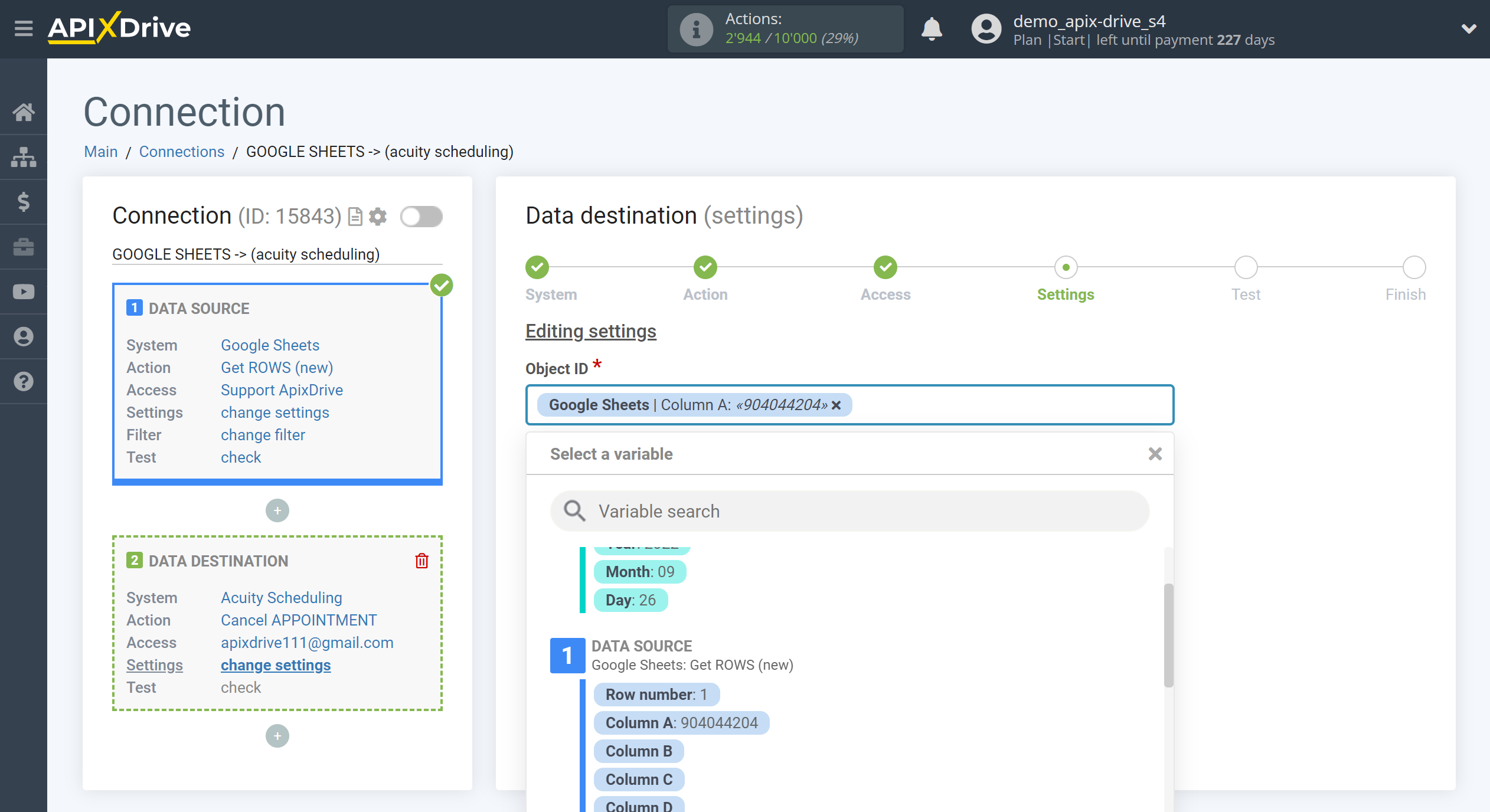 How to Connect Acuity Scheduling as Data Destination | Assigning fields