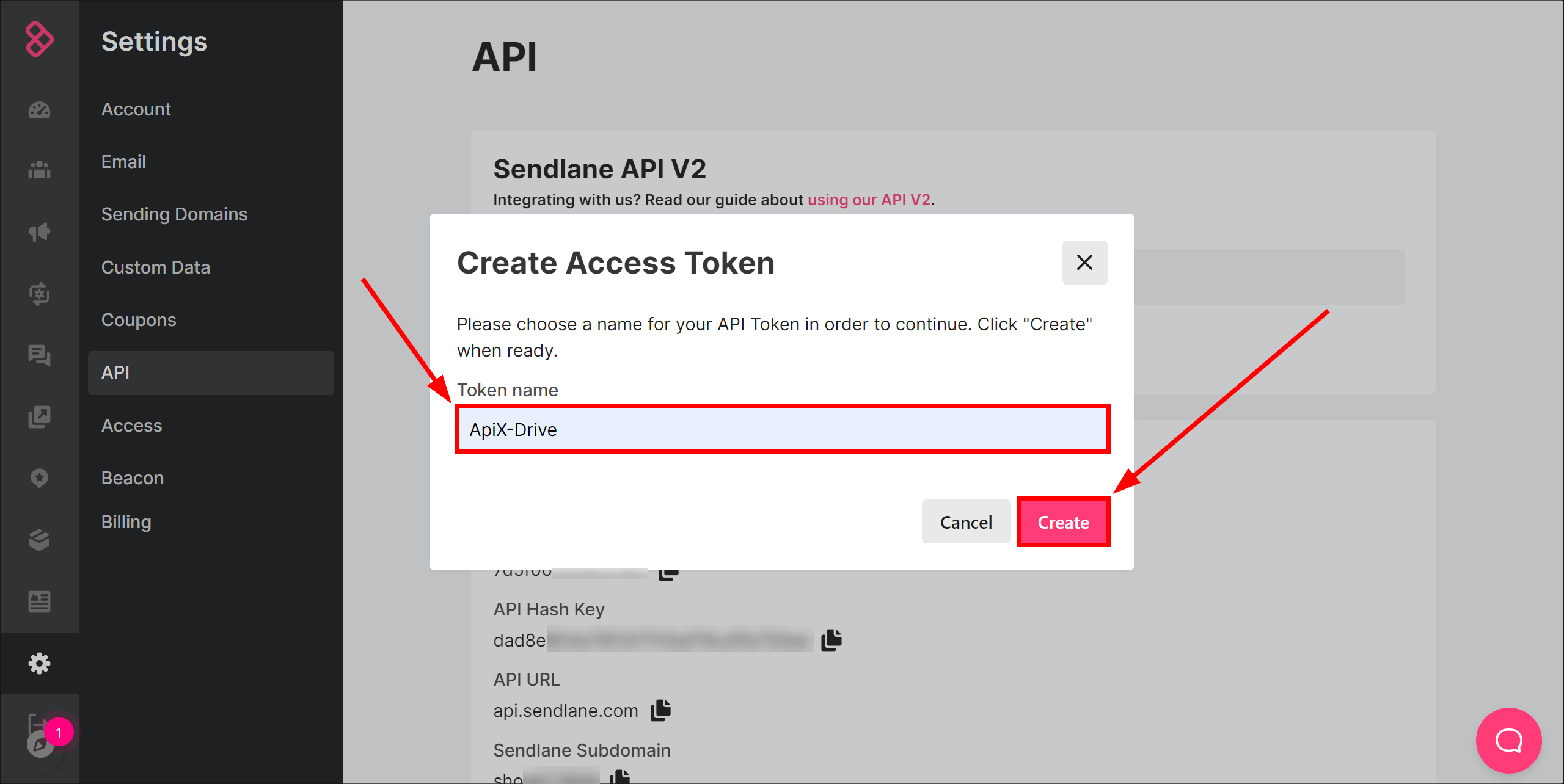 Настройка Поиска Контакта Sendlane в Google Sheets |&nbsp;Создание ключа API
