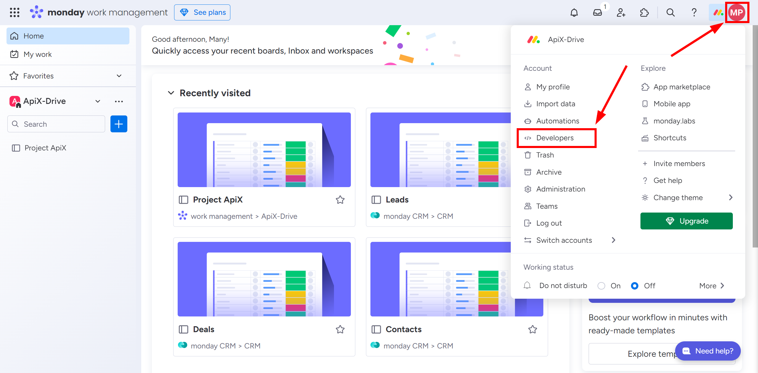 Monday.com Обновить ЗАПИСЬ / Создать ЗАПИСЬ | Разрешение на работу с аккаунтом