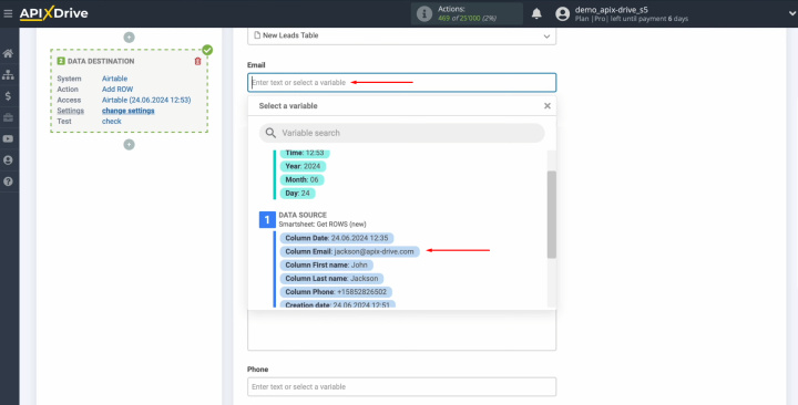 Smartsheet and Airtable integration | Assign variables from Smartsheet to these fields