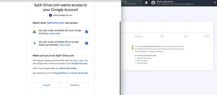 Google Sheets and Zoho CRM integration | Check the access checkboxes