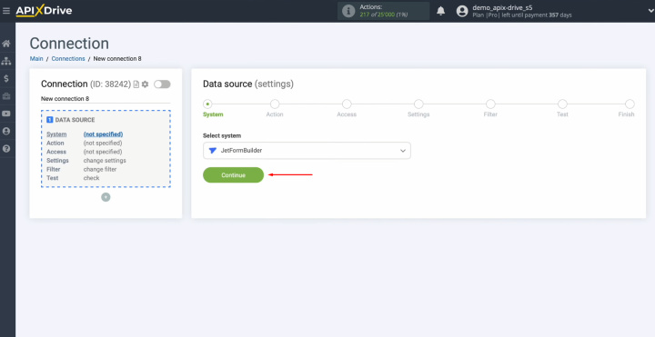 JetFormBuilder and Notion integration | Select JetFormBuilder as the data source system