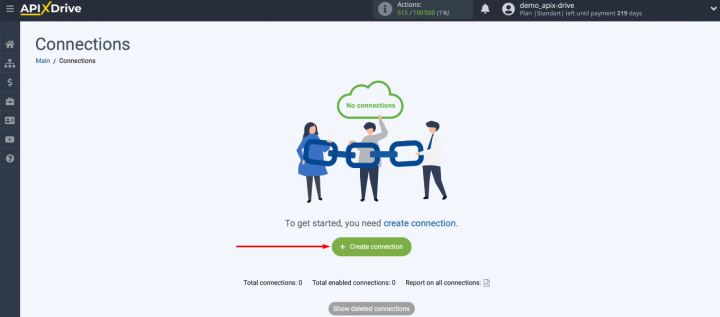 Google Sheets and ClickUp integration | Click "Create connection"