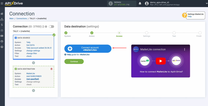 Tally and MailerLite integration | Connect your MailerLite account to ApiX-Drive