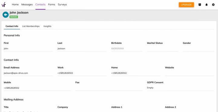 Google Contacts and VerticalResponse integration | Go to VerticalResponse and check the result