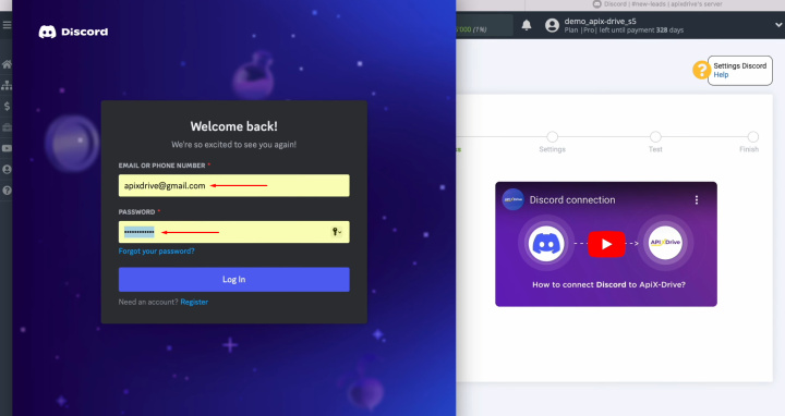 HelpCrunch and Discord integration | Specify the login and password