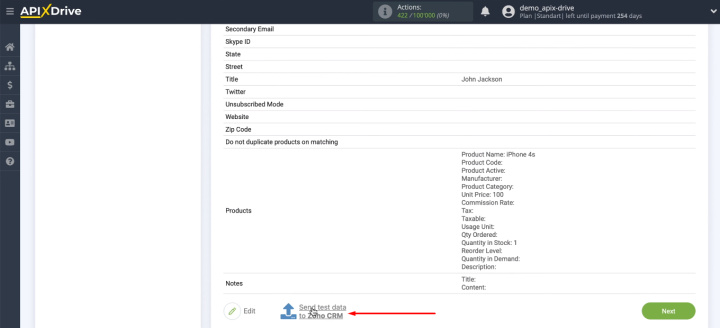 Google Sheets and Zoho CRM integration | Send test data to Zoho CRM