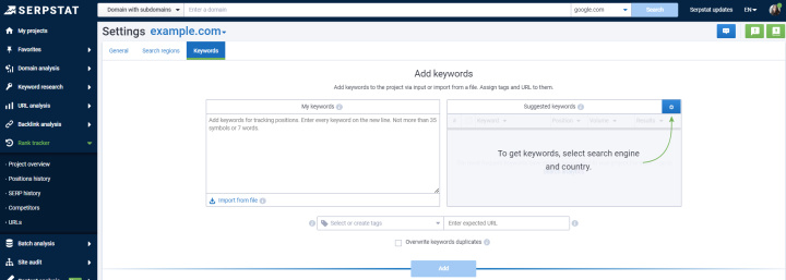 What is Serpstat | Enter the keywords for which you want to track positions