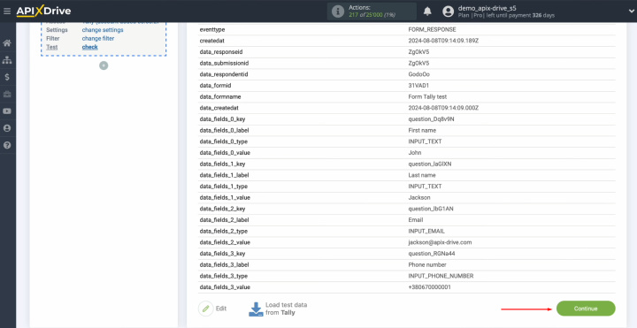 Tally and ActiveCampaign integration | The data that we just filled in the form