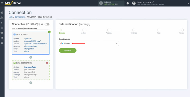 Agile CRM and Airtable integration | Select the Airtable