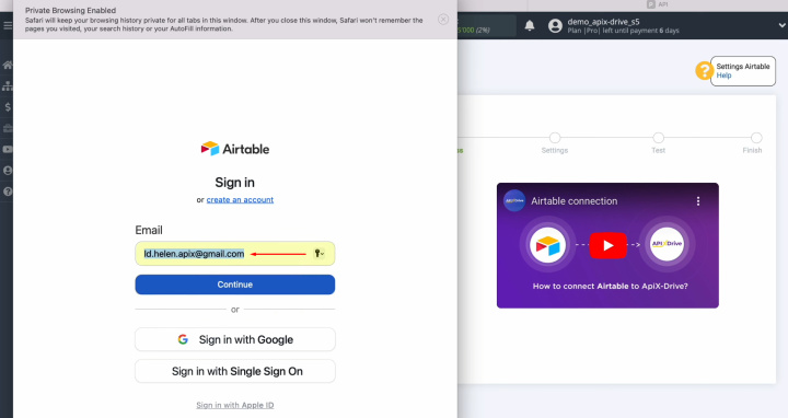 Pipedrive and Airtable integration | Specify the login of your Airtable account