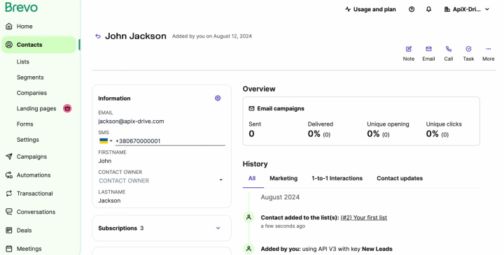 Webflow and Brevo integration | Go to Brevo and check the result