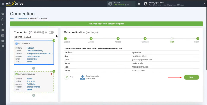 HubSpot and Notion integration | Click “Next”