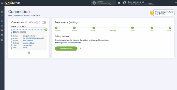 Pipedrive and Google Contacts integration | Click “Edit and continue”