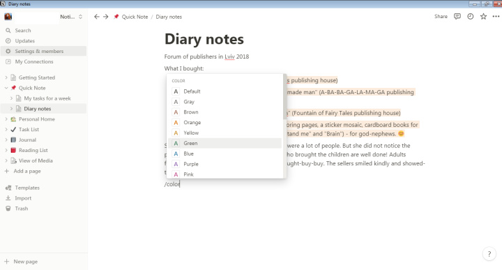 10 Notion Tips | Using the /color command
