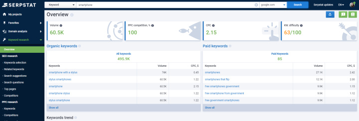 What is Serpstat |&nbsp;Just enter a search query