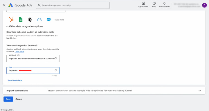 Google Ads Lead Form and Notion integration | Insert this segment into the Key field