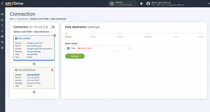 Google Lead Form and Trello integration | Choose Trello as the system