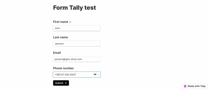 Tally and Slack integration | Lead data form