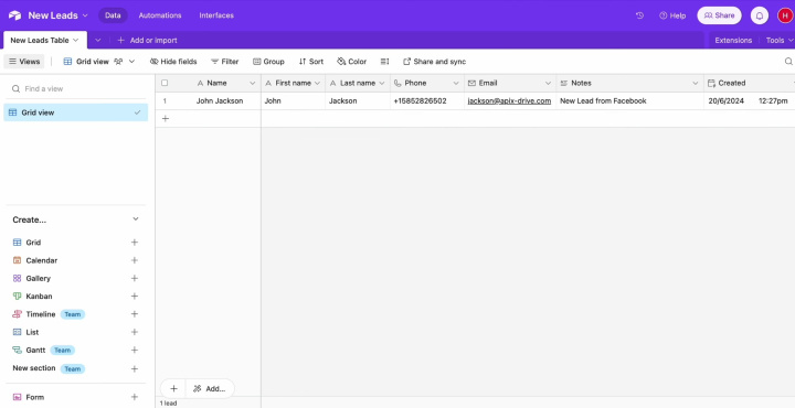 Integración de Google Sheets y Airtable | Vaya a Airtable y verifique el resultado.