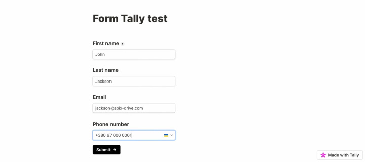 Integración de Tally y Slack | Complete un formulario en el sitio web