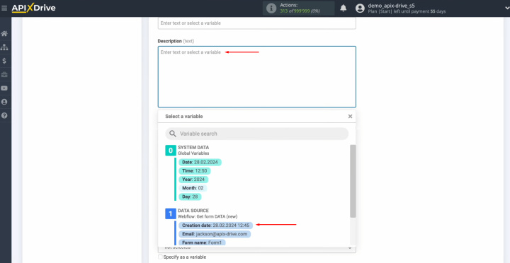 Integración de Salesforce y Webflow | Seleccione la variable de la lista desplegable