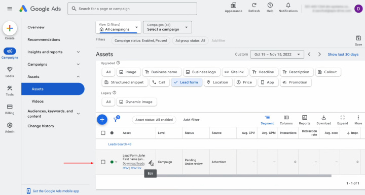 Integración de Google Ads Lead Form y Notion | Acceda a la configuración del formulario