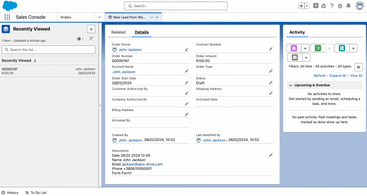 Integración de&nbsp;Webflow y Salesforce | Resultado de conectar