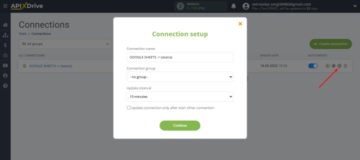 Cómo conectar Google Forms a Asana | Menú de configuración