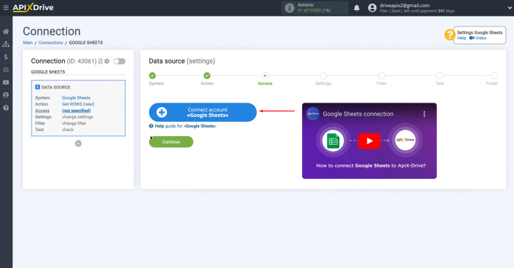 Integración de Google Sheets y Telesign | Conecte su cuenta al ApiX-Drive