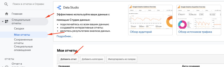 Создание кастомного отчёта в GA