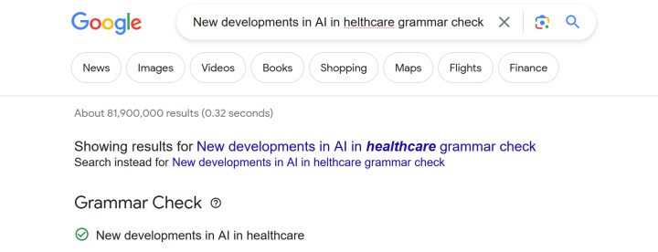 Grammar check in Google Search<br>