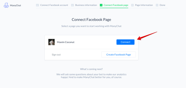 Подключение чат-бота ManyChat к странице Facebook.