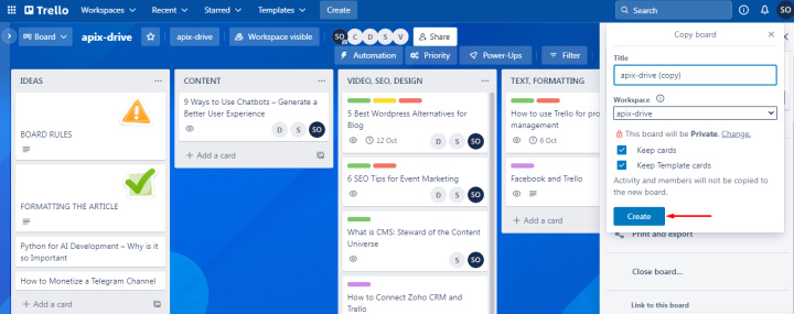 Як дублювати дошку Trello | Визначаємо параметри копіювання