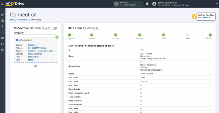 Інтеграція Pipedrive і Airtable | Приклад даних для одного з ваших контактів Pipedrive